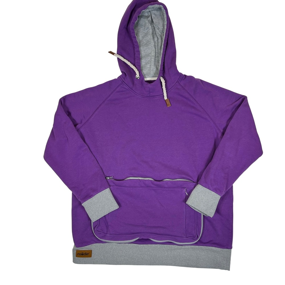 Roodie Pet Carrier Hoodie Purple Grey Kangaroo Pouch Sweatshirt XXXL Womens